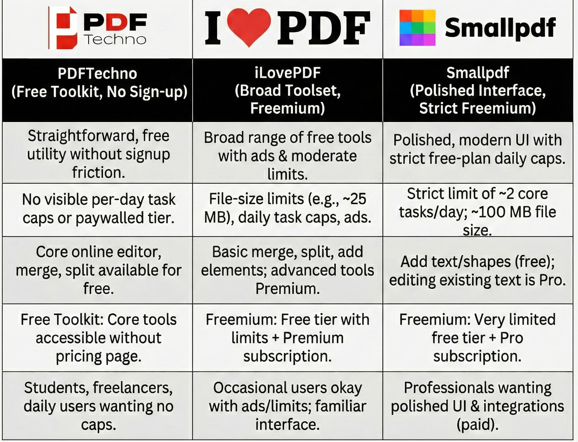 iLovePDF vs Smallpdf vs PDFTechno: Which One Makes the Most Sense in 2025?